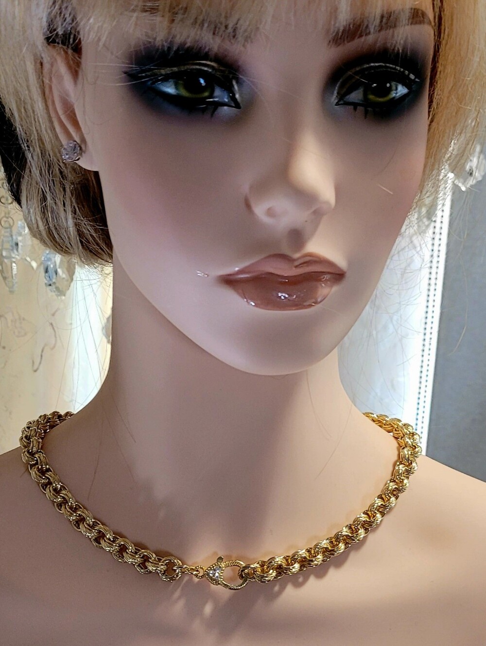 Judith Ripka White Cubic Zirconia 14k Gold Verona Clad Textured Rope Necklace 20